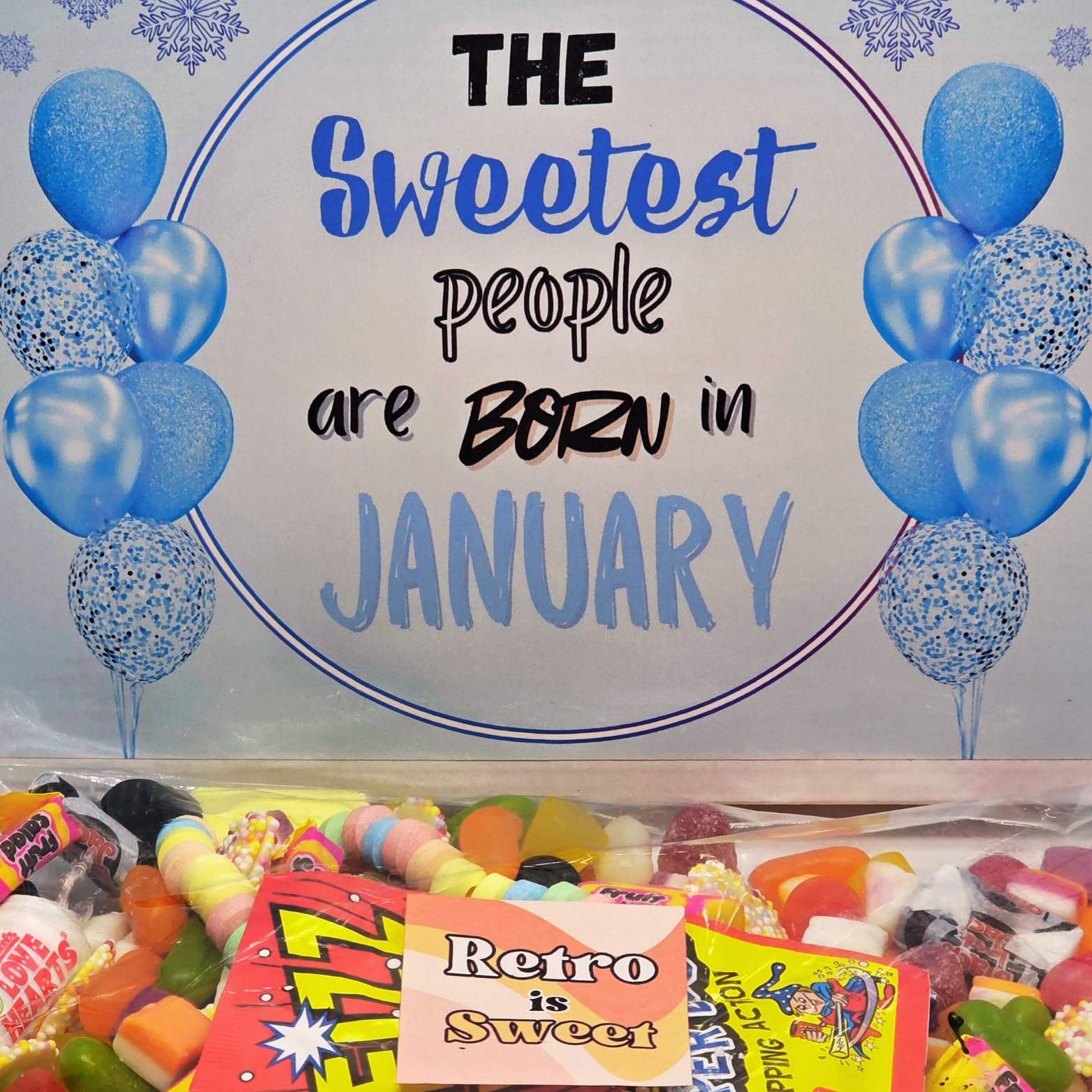 Personalised January Birthday Sweet Box – Retro Sweets Gift Hamper – January Born Birthday Present – Candy Gift Box for Him or Her – UK