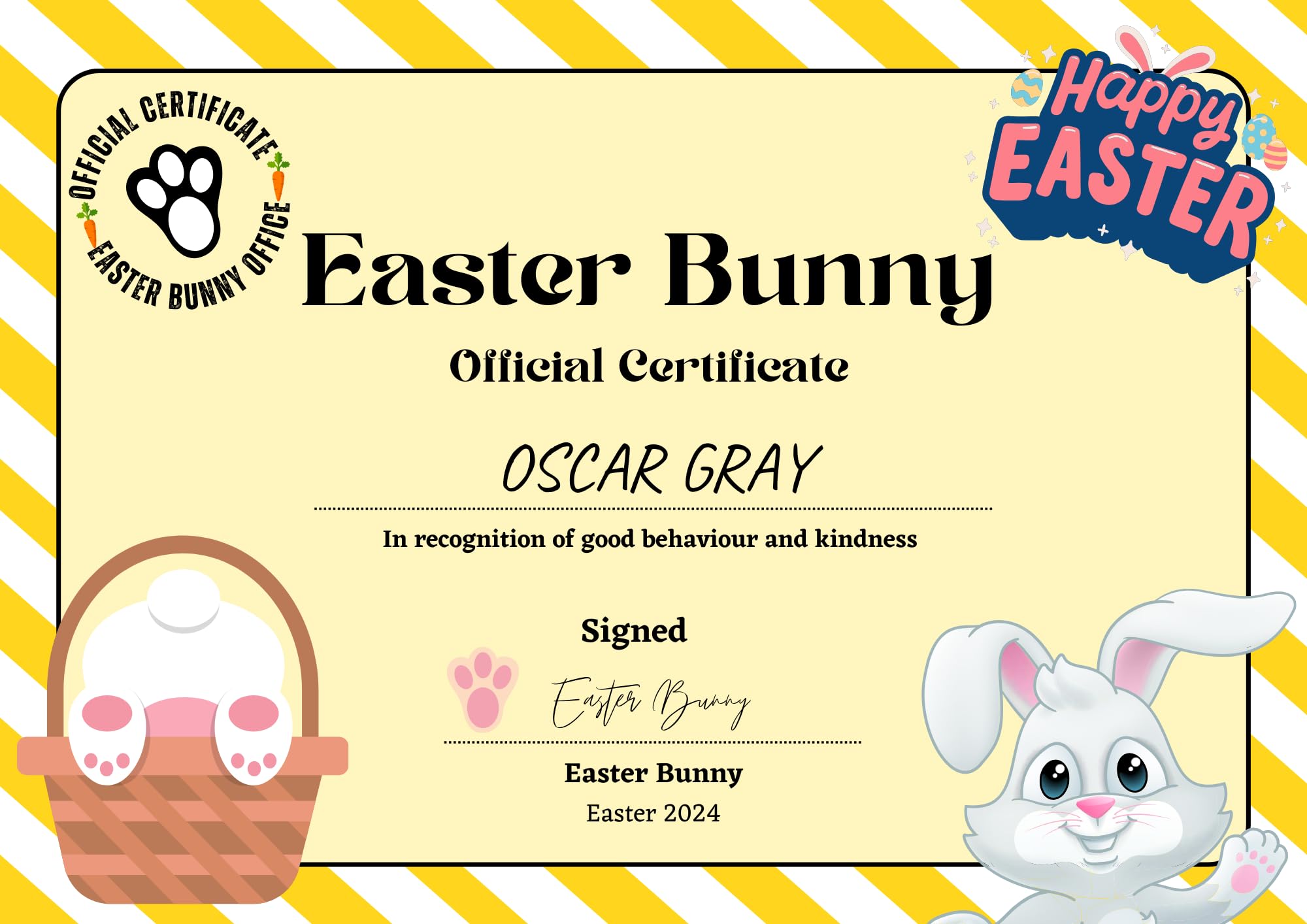 Personalised Easter bunny certificate sweet box, Personalised Easter sweet Box, Easter pick n mix box, Kids easter gift|Easter bunny gift | Easter sweets