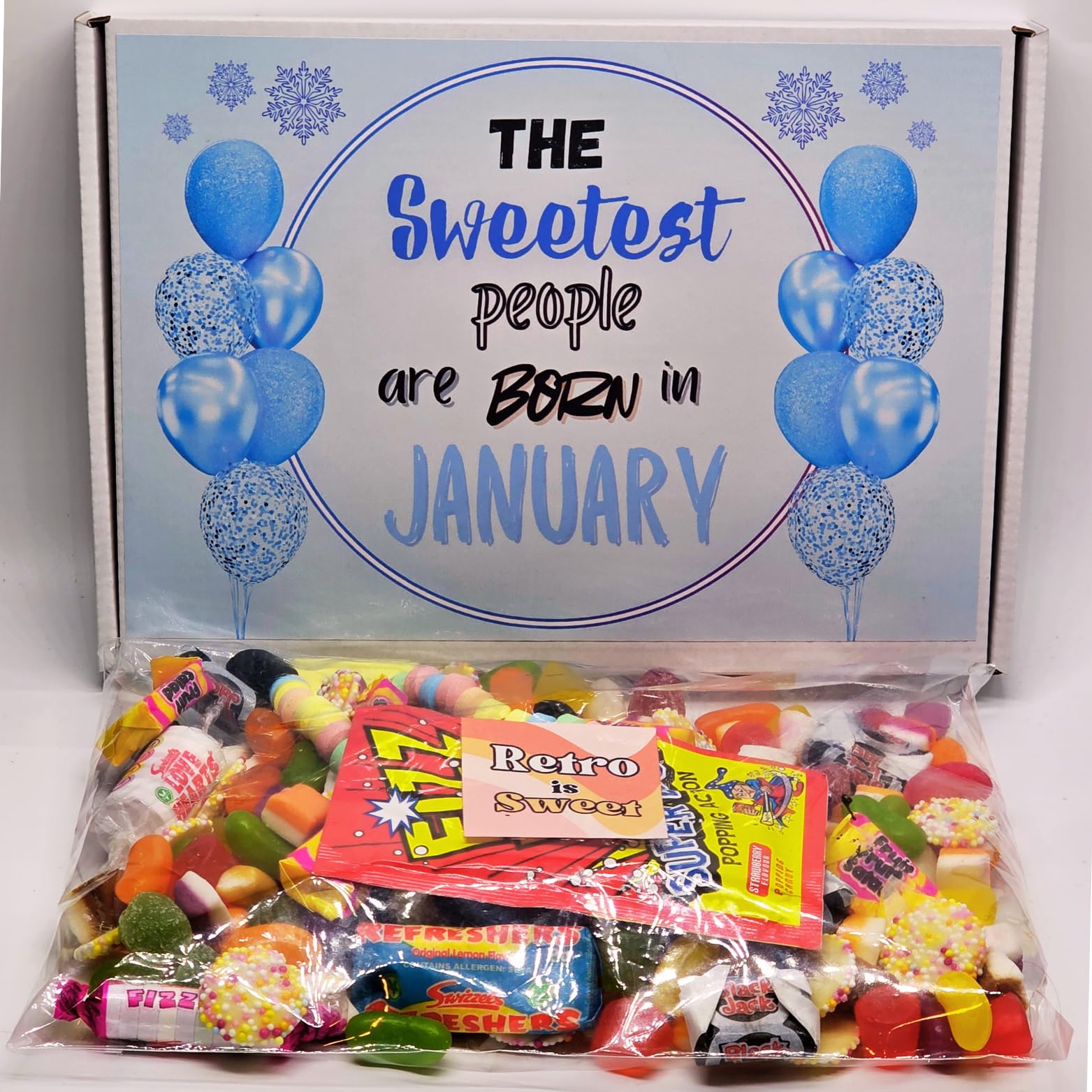 Personalised January Birthday Sweet Box – Retro Sweets Gift Hamper – January Born Birthday Present – Candy Gift Box for Him or Her – UK