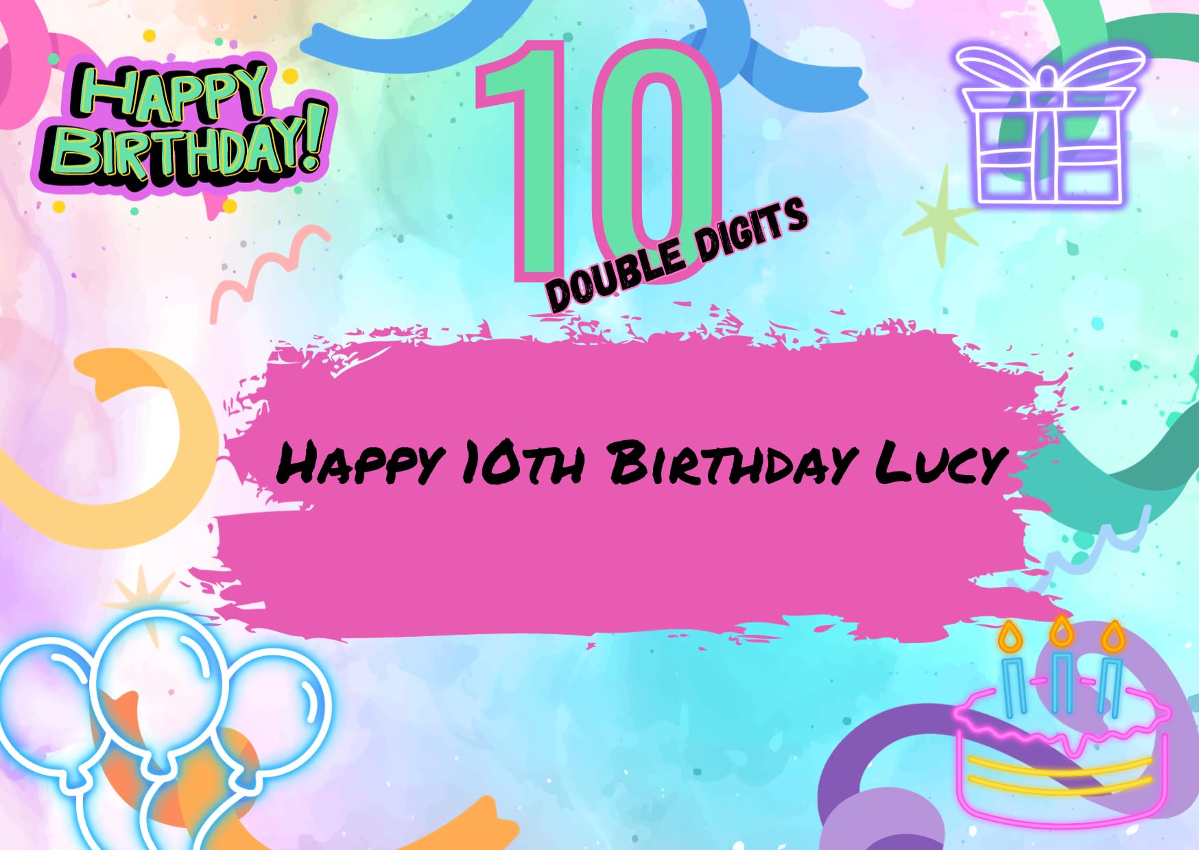 Personalised 10 double digits birthday sweet box tenth birthday