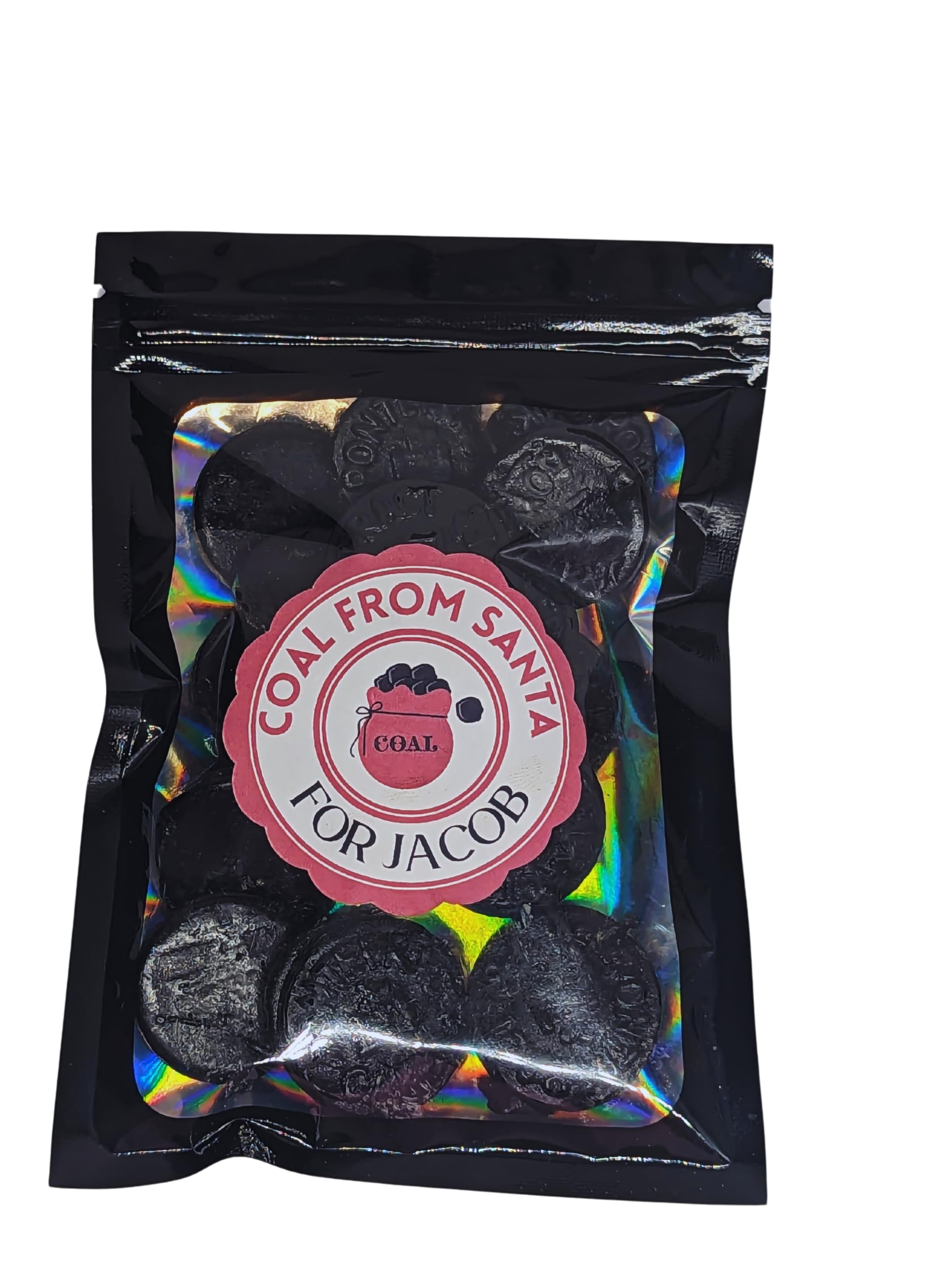 Santa's coal pontefract cakes sweet bag Stocking filler Liquorice  Christmas sweets Liquorice xmas gift