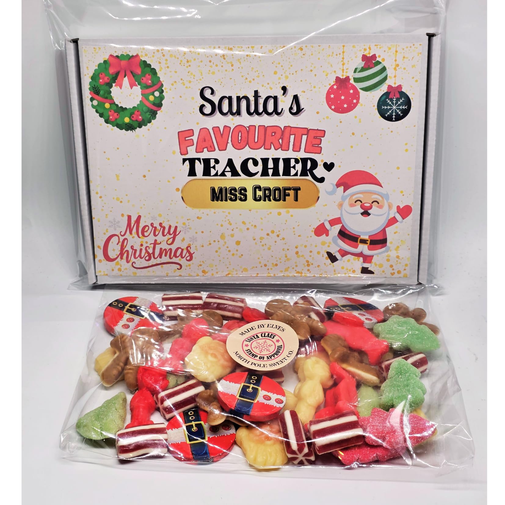Santa’s Favourite Teacher Christmas Sweet Box – Personalised Gift for Teachers