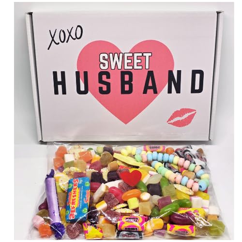 Personalised Sweet Gift Box for Husband – Retro Sweets Hamper for Him with Custom Message – Valentine’s Day, Birthday, Anniversary or Christmas Treat Box – Husband Gift Idea