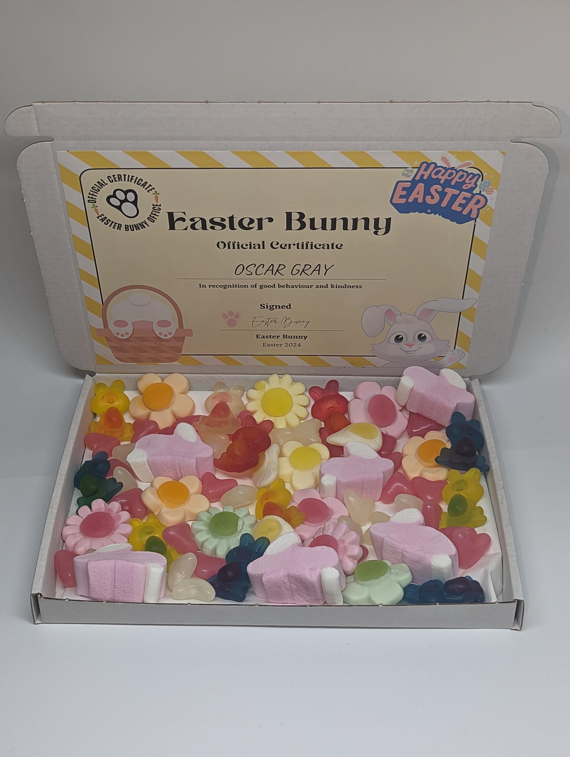 Personalised Easter bunny certificate sweet box, Personalised Easter sweet Box, Easter pick n mix box, Kids easter gift|Easter bunny gift | Easter sweets