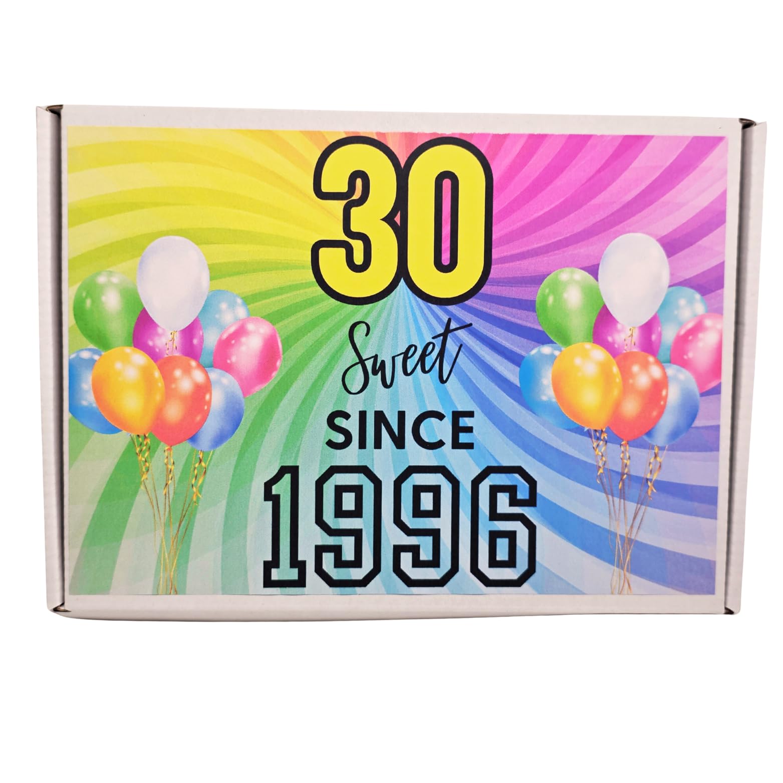 Personalised 30th Birthday Sweet Box Gift – Retro & Pick n Mix Sweets Hamper – Since 1996 Birthday Present for Him or Her