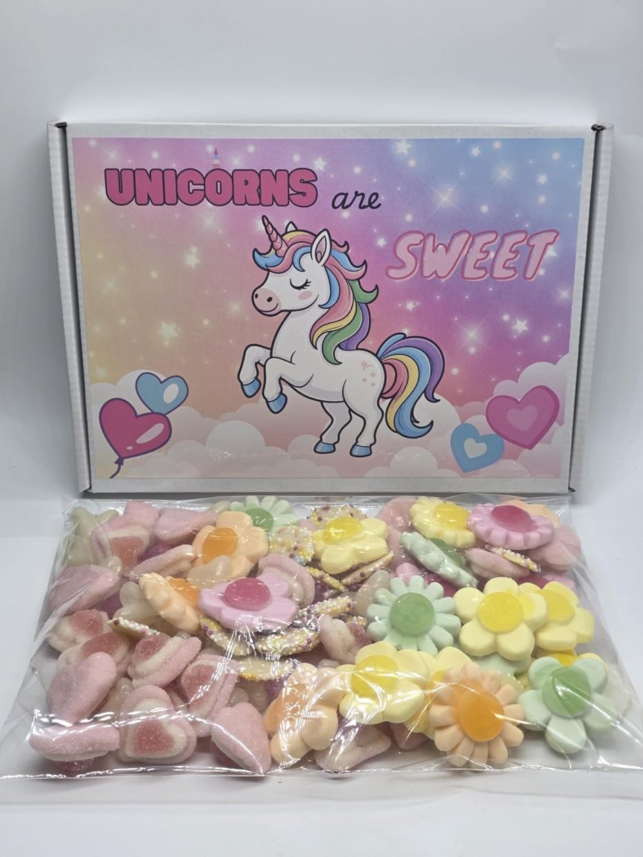 Unicorn Sweet Gift Box – Colourful Assorted Jelly & Foam Sweets – Kids Party Treats, Birthday Gift, Unicorn Candy