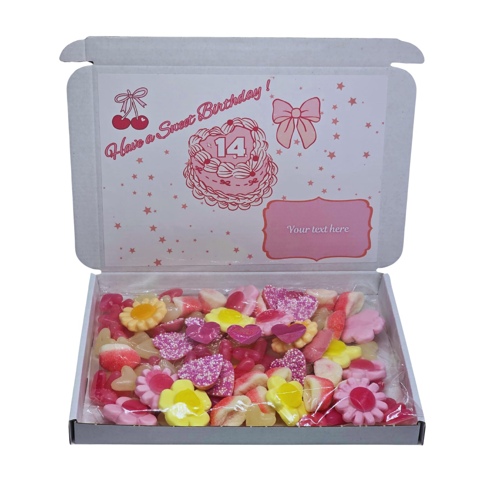 Personalised Sweet Birthday Gift Box for Girls – Age Birthday Present – Pink Letterbox Sweets Hamper with Custom Message –