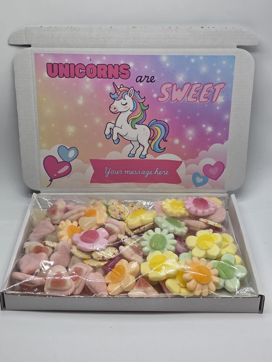 Unicorn Sweet Gift Box – Colourful Assorted Jelly & Foam Sweets – Kids Party Treats, Birthday Gift, Unicorn Candy