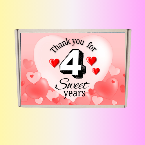 Thank You for 4 Sweet Years” Sweets Gift Box • Wedding Anniversary sweet box •