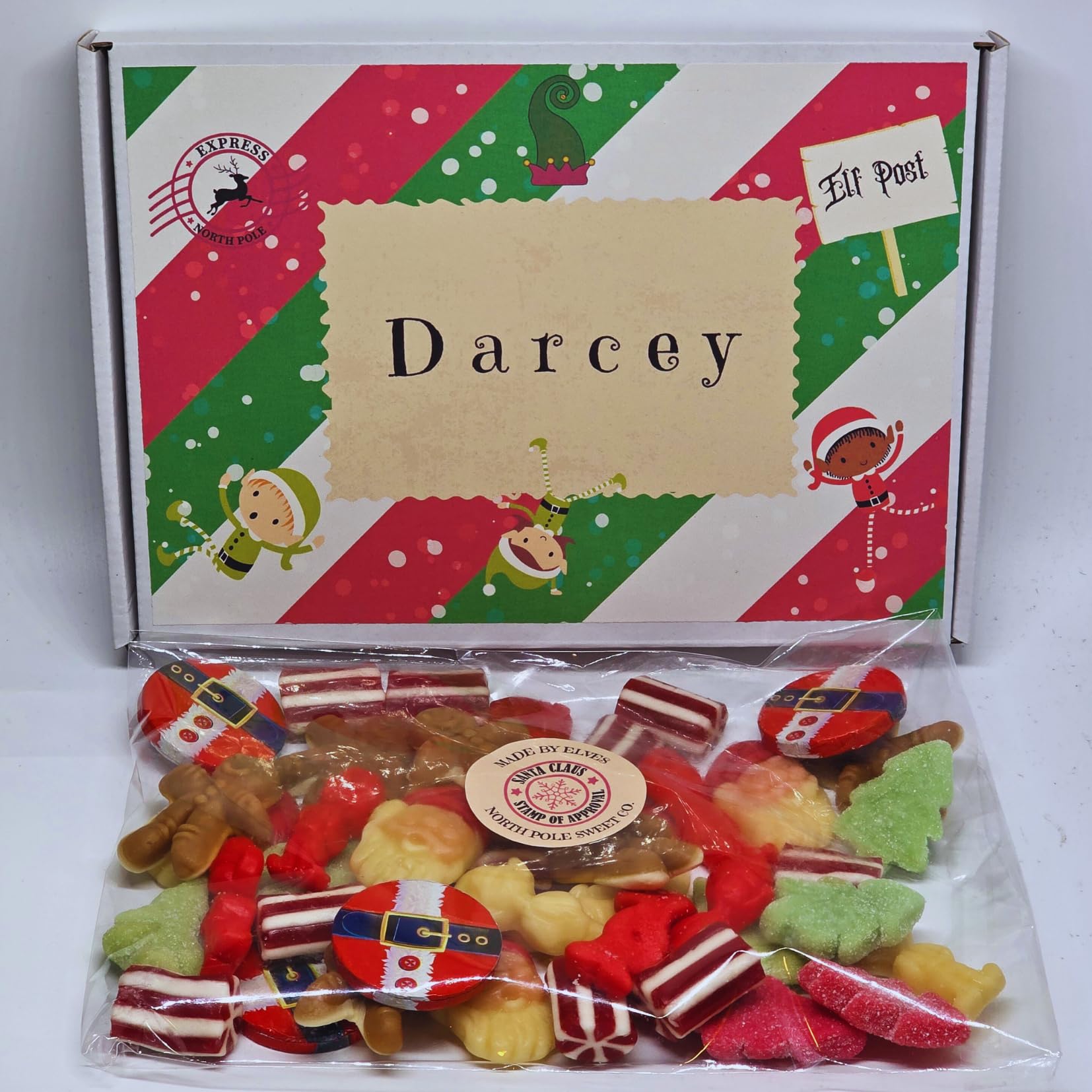Elf personalised sweet box| Elf departure| Personalised christmas sweet hamper|Christmas sweets|Elf arrival|I'm back!|Elf|Kids Christmas sweet box