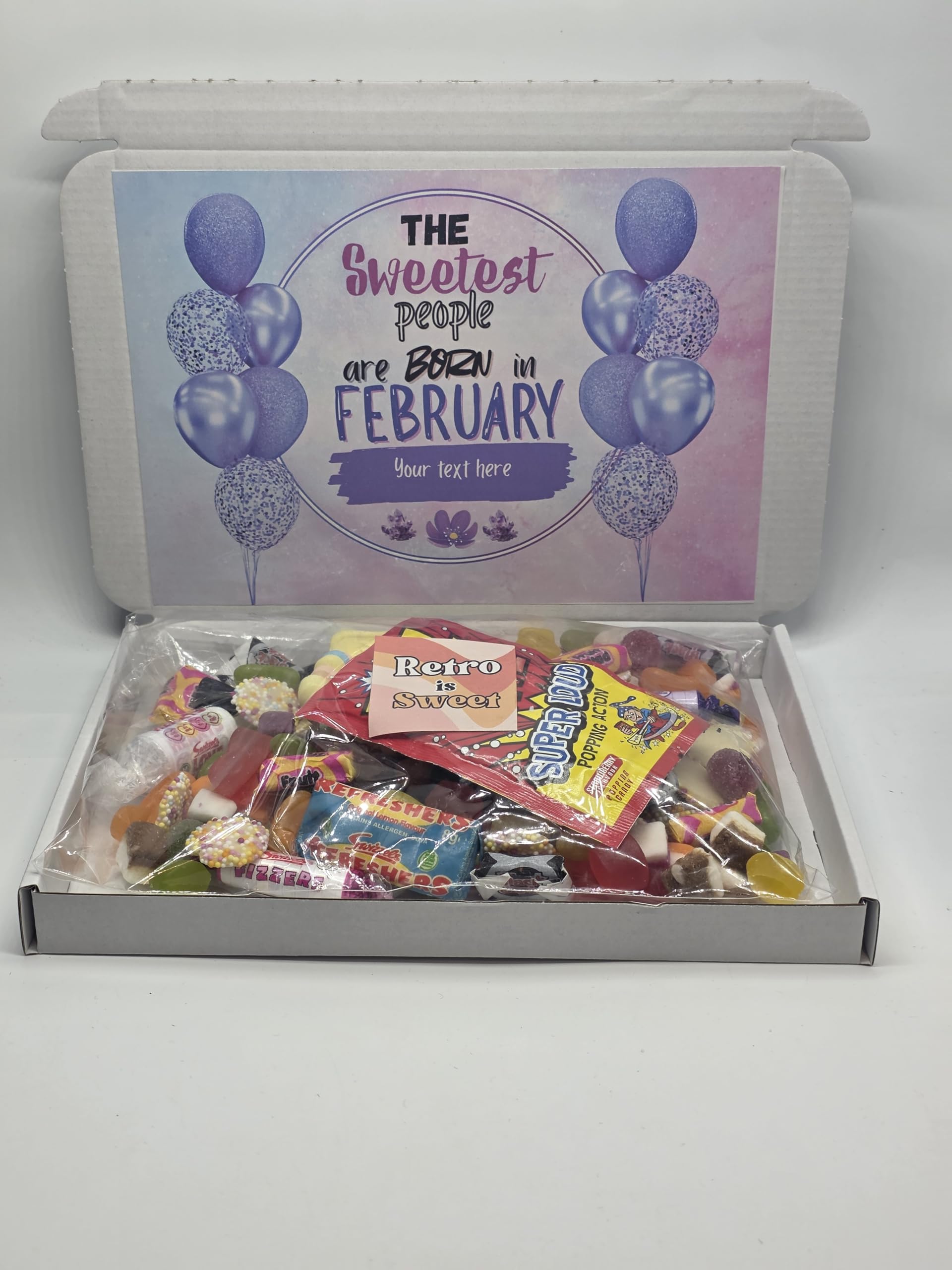February Birthday Sweet Gift Box – Retro & Pick and Mix Sweets Selection – “The Sweetest People Are Born in February” Gift
