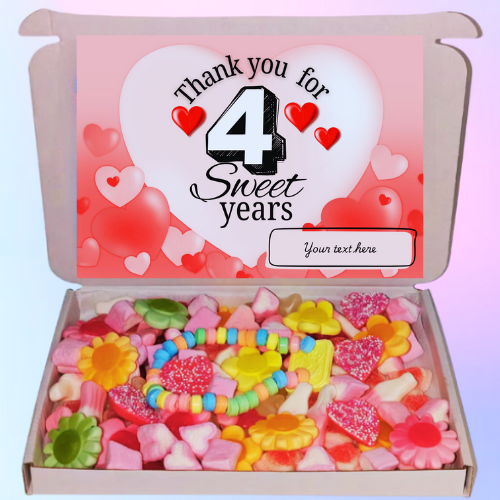Thank You for 4 Sweet Years” Sweets Gift Box • Wedding Anniversary sweet box •